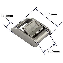 Chiloskit Pack of 2 Stainless Steel 316 Cam Buckle, Tie Down Strap or Webbing Cargo Lashing Strap Luggage Bag Belt Metal Buckle, silver