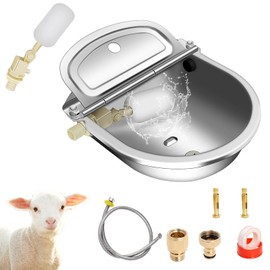 Automatic Livestock Water Bowl-304 Stainless Steel Water Bowl with Dual Float Valves, 39 inch Water Hose, Quick Hose Connector, Pet & Livestock Drinking Trough for Dogs, Horses, Cattle, Goats