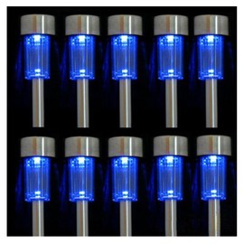 NEWOTE 10pcs Blue LED Outdoor Steel Garden Solar Powered Landscape Light Lamp