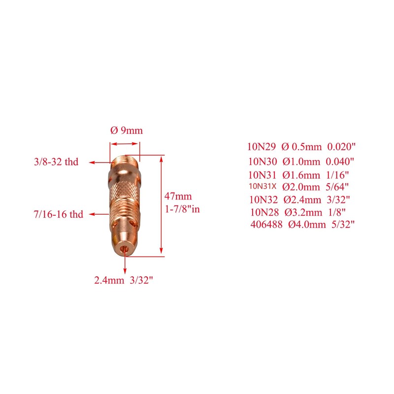RIVERWELD TIG Collet Bodies 10N24 10N32 3/32" & 2.4mm Assorted