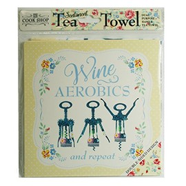 Cook Shop 207030010" Wine Aerobics Tea Towels, Polyester, Yolk Yellow