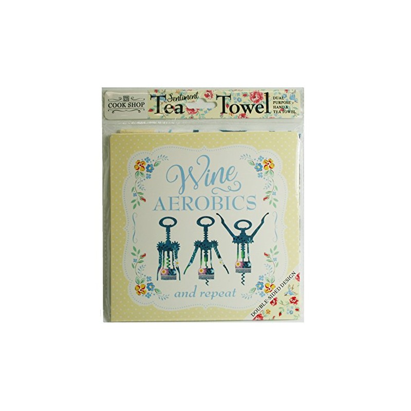 Cook Shop 207030010" Wine Aerobics Tea Towels, Polyester, Yolk Yellow