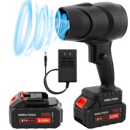 UWELLTOOLS Electric Cordless Leaf Blower 35000RPM 2 Packs 21V Max 3AH Battery Included, Lightweight Dust Blower for Leaf and Snow