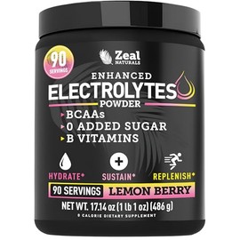 Zeal Electrolyte Powder - 90 Servings | Keto Electrolytes Powder | Zero Sugar, BCAAs, B-Vitamins | Potassium, Zinc, Magnesium | Hydration Powder Recov