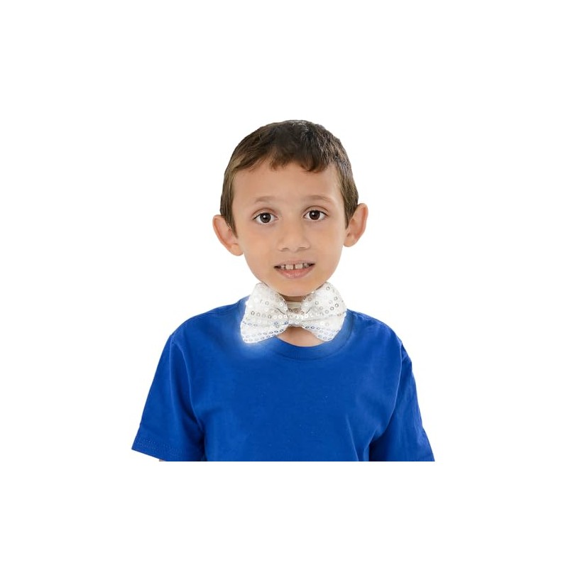 Rhode Island Novelty 5"X3.5" LIGHT-UP SILVER SEQUIN BOWTIE