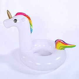 Premium Swimming Ring Unicorn (130 cm Diameter) Swimming Ring Mattress Inflatable Air Mattress Lounger Pool Lounge Rainbow Colours White Rainbow Pegasus