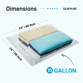 4 Count - Large Plastic Bags With Zipper Top, 10 Gallon Size 24" x 24", Extra Large Storage Bags, For Clothes, Travel, Moving, BPA-Free, Heavy Duty 3-Mil Thick Large Clear Plastic Bags (4)