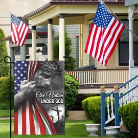 One Nation Under God Garden Flag Jesus Garden Flag for Outside 12x18 Double Sided Christian Patriotic American Jesus Garden Flags for House Outdoor Yard Garden Decor