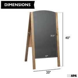Ilyapa A-Frame Chalkboard Sidewalk Sign - 20 x 40 inches, Rounded Top Folding Standing Sandwich Sign – Sturdy Freestanding Barnwood Chalk Board Sandwich Menu Display for Restaurant, Business, Weddings