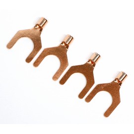 OFC Pure Copper, Y Lug Terminal, Post Diameter 0.3 inches (8 mm), Speaker Terminal, High Purity Oxygen-Free Copper, Non-Plated, Crimped Terminal, Spade Terminal, Made in Japan, Nuck Audio Original,