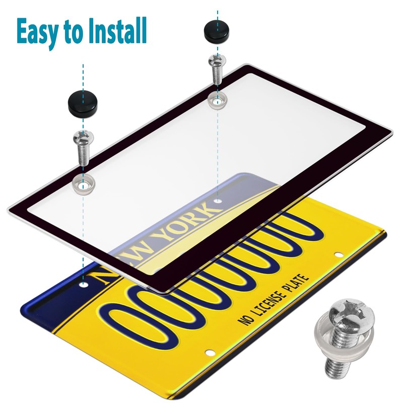BGGTMO Clear License Plate Covers- Black Car Tag Frame, Unbreakable