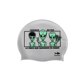 escualo Gorra para Natacion Unisex Adultos y Niños Modelo Aliens (Silicon) Impermeable, Unitalla, Color Gris