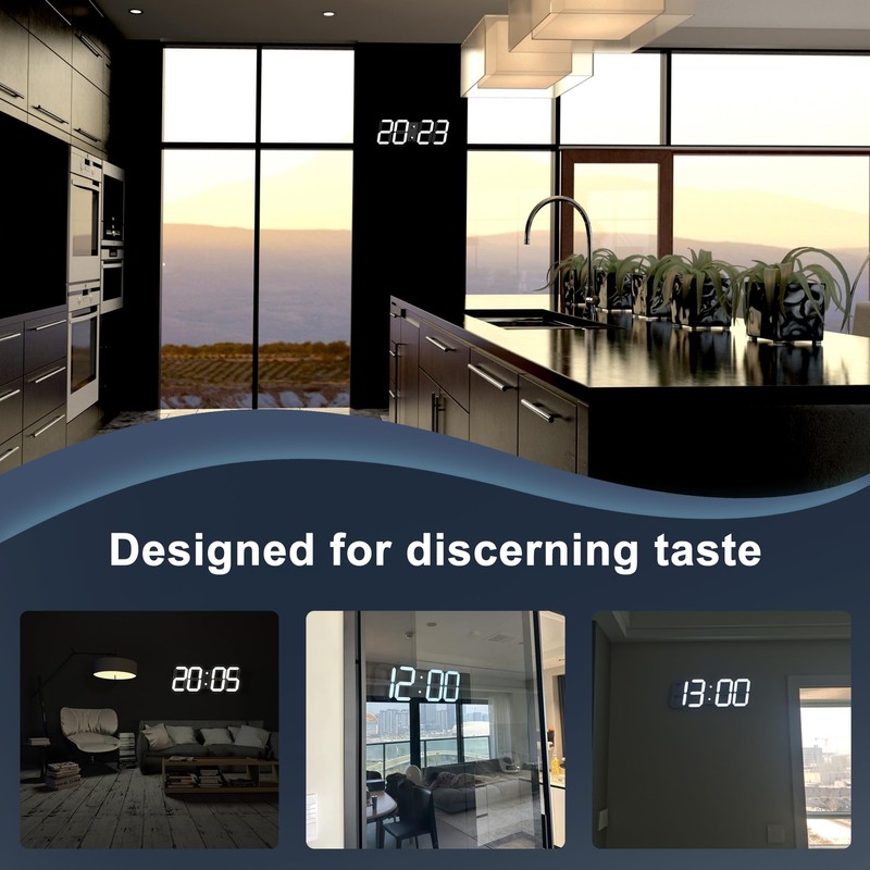 Digital Wall Clock 17" with Remote Control,3D Led Clock Adjustable