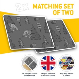 Rectangle Stickers(Set of 2) 7.5cm BW - Woodland Camping Art Adventure Tent Laptop Tablet Luggage Scrapbook #41178