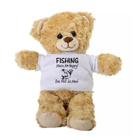 SpreadPassion Fishing Makes Me Happy with Man Teddy Bear, Gift Stuffed Animal