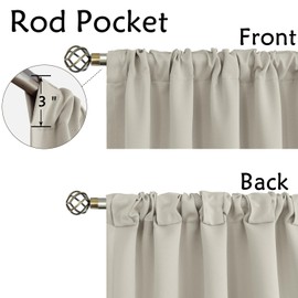 BGment Blackout Curtains 48 Inches Long for Windows - 38 x 48 inch Curtains Rod Pocket and Back Tab Thermal Insulated Room Darkening Curtains for Kitchen/Cafe Room, 2 Window Panels, Natural Camel