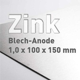 Zinc sheet 1 x 100 x 150 mm, pure zinc, as anode/electrode (10 x 15 cm) for zinc electrolyt/electroplating, galvanising, plate electrode