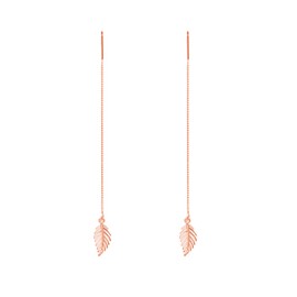 SLUYNZ Solid 925 Sterling Silver Leaf Dangle Earrings Chain for Women Leaf Drop Earrings Threader Tassel