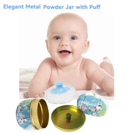 Body Powder Puff and Container, 3.35" Portable Dusting Powder Container with Soft Puff Loose Powder Case Box Jar with Lids for Baby Women Home and Travel Use