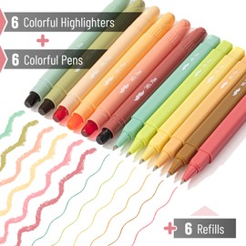 Mr. Pen- Bible Highlighters and Pens No Bleed with Case, Warm Earthy Tones, 19 pcs, 6 x Gel Highlighters, 6 x 0.7mm Ballpoint Bible Pens with 6 x Refills