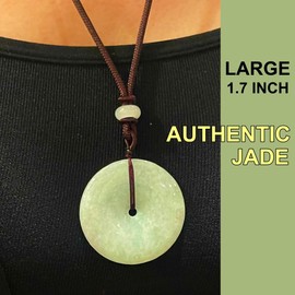 Cuckoo Natural Jade 43mm (1.7 inch) Circle Necklace | Certified Jade Pendant | 100% Grade A Quality, Natural & Untreated | Adjustable Length | for Good Luck & Long Life | Unisex Jade Circle Necklace