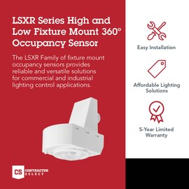 SensorSwitch Line Voltage Fixture Mount Occupancy Sensor, Indoor PIR Motion Sensor Light Control for Commercial Ceiling Lights, MVOLT 120–277V, High & Low Mount 360º Motion Detection