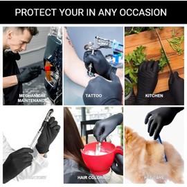 Disposable Black Nitrile Gloves Latex Free, Powder Free 5 Mil Food Safe & Durable Gloves for Tattoo, Hair ("XL" 1000 pcs.)