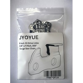 8 inch Chainsaw Chain, 33 Drive Links, .050 Gauge, 3/8 inch LP Pitch - 8 Inch Chain Saw Chains for Sun Joe SWJ800E SWJ806E Chicago Portland 62896 S33 91EX033 91PJ033X 91PXL033G Oegon Chain (2 Pack)