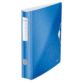 Leitz 180° Active WOW Quality Folder, A4, Slim, Rounded Spine, 6.5 cm Wide, Rubber Band Fastener, Lightweight Polyfoam, Plastic Folder, WOW Series, Blue, 11070036
