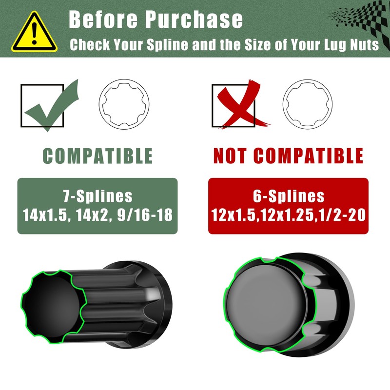 Glorider 7 Spline Lug Nuts Key Socket, 1/2 Inch Drive