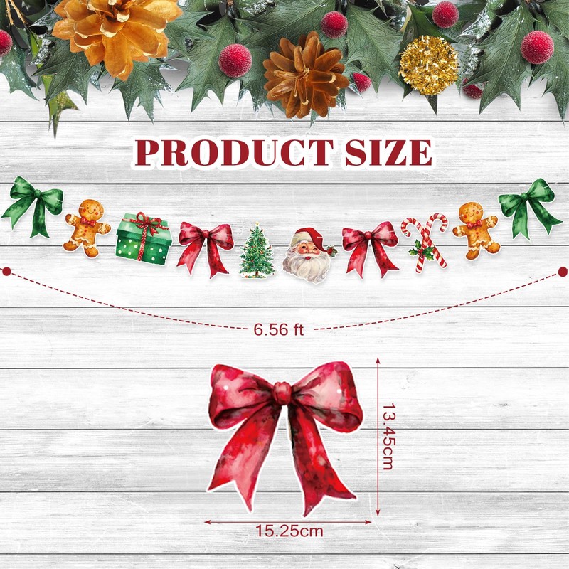 Oudain 2 Pack Christmas Paper Garland Christmas Tree Santa Claus