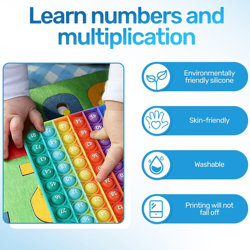 Times Table Poppet 12x12 Math Fidget Toy, Double-Sided Multiplication Popper,