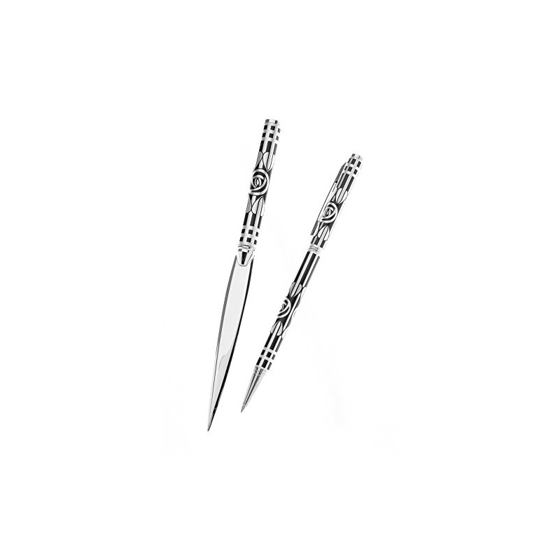 Pen & Letter Opener Set with Mackintosh Silver & Black