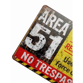 ERLOOD Area 51 No Trespassing Military Vintage Retro Metal Sign Aluminum Sign 12 x 8