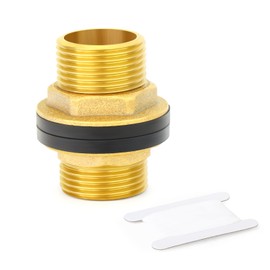 ERGAOBOY 1Pcs Brass Bulkhead Water Tank Connector, 1" BSP Male Theaded Fitting with 2 Rubber Rings for Rain Barrels, Aquariums, Tubs