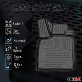 OMAC Floor Mats for Lexus NX200t 2015 2016 2017 Car Mats All Weather 3D Custom Fit Rubber Mat Waterproof Odorless TPE Floor Liners Laser Measured Non-Slip (Black)