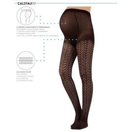 CALZITALY Maternity Tights, Cotton Pregnancy Pantyhose | S, M, L, XL | GREY | MADE IN ITALY | (XL, Brown)
