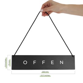 Modern Open and Closed Wooden Sign - Double Sided Vintage Style 33 x 7.5 cm Hanging Door Sign and Window Sign for Shops, Cafes and Restaurants (Black)