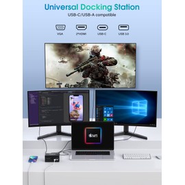 STEPRO 14 in 1 Docking Station Quadruple Monitor Compatible for MacBook and Windows, Thunderbolt Dock with USB-A and USB-C Cable(2HDMI ,VGA,PD3.0,RJ45,4 USB Ports,SD/TF,Audio)