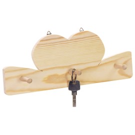 LAUBLUST Wooden Coat Rack Approx. 30 x 11 x 5 cm, Natural, FSC® - Hook Rail with 3 Coat Hooks for Wall Mounting