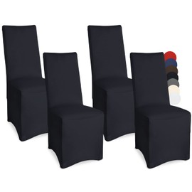 Beautissu Banquet Chair Covers, Set of 4, 45 x 90 cm, Leona Elegant Stretch Covers for Chairs, Elastic Chair Covers in Set with Oeko-Tex Seal in Black