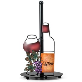 Shinlar Wine Paper Towel Holder Countertop - Grape&Wine Decor Gifts, Cute Rustic Country Vintage Farmhouse Kitchen Decorations, Roll Dispenser with Weighted Base