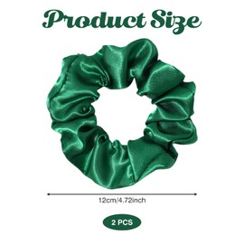 Pack of 2 Green Velvet Hair Bobbles, Scrunchies Velvet, Large Scrunchies for Girls, Stylish Women Elastic, Women's Soft Scrunchies for Women, Hair Bobbles Girls (Green)