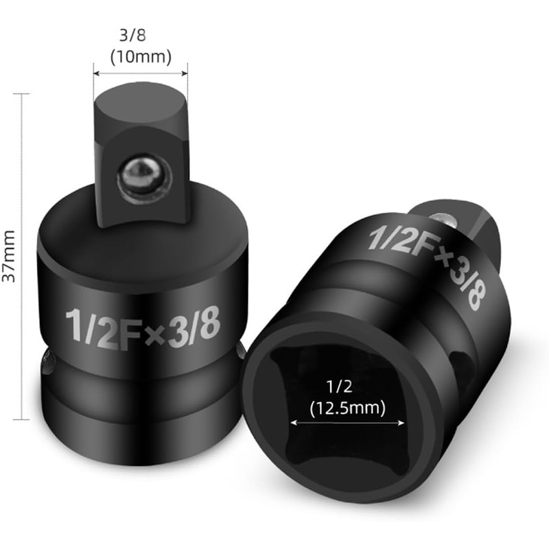 2 PCS 1/2 to 3/8 Socket Adapter, 3/8 to 1/2