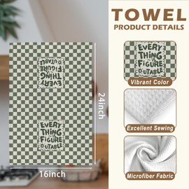 Sage Green Inspirational Kitchen Hand Towels 16x24 Inch