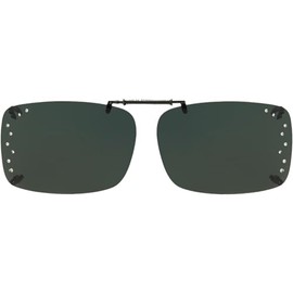 Solar Shield Clip-on Polarized Sunglasses (54 Rec G with Rhinestones, Gunmetal)