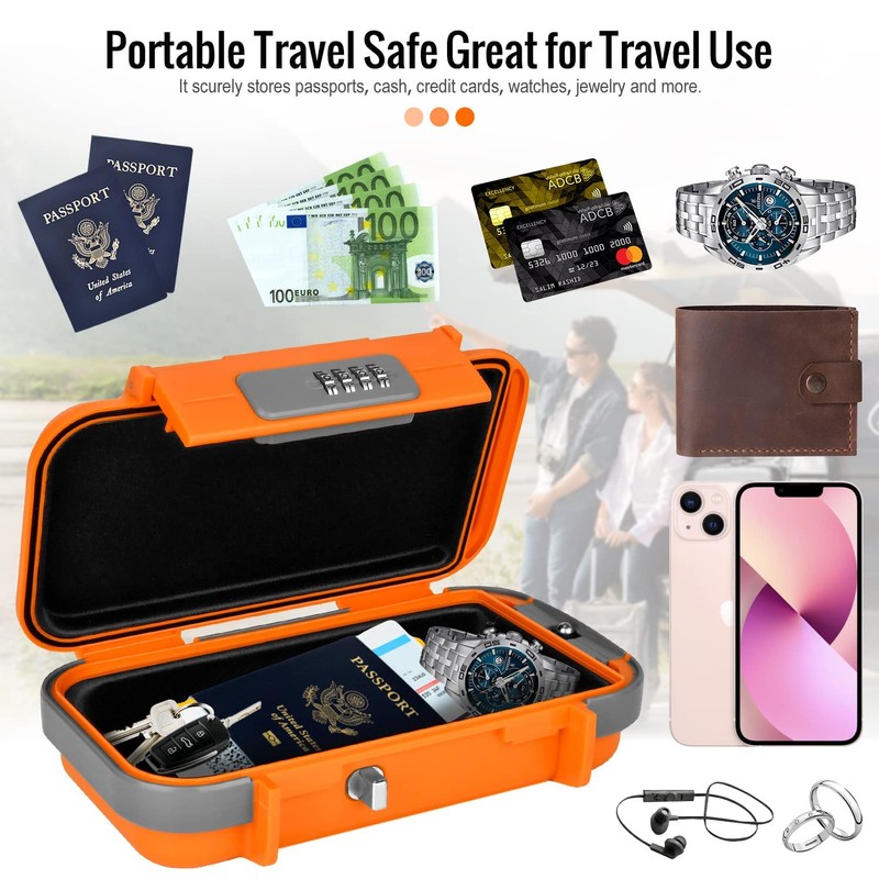 HUANLANG Portable Safe Lock Box with Combination Lock Mini Beach