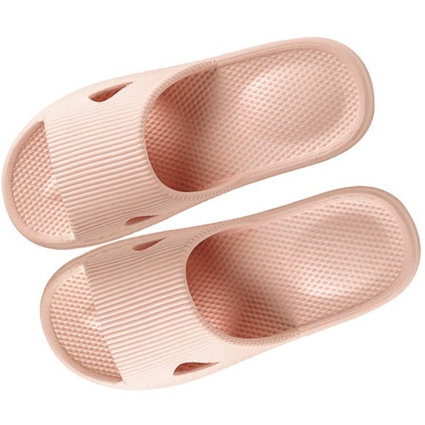 BININBOX Bath Slippers, Slippers, Sandals, Ultra Lightweight, Anti-Slip, Quiet, Breathable, Massage Function, Antibacterial, Deodorizing, For Baths, Indoors, On The Veranda, For Guests, Unisex, Pink