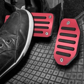 X AUTOHAUX Accelerator Brake Pedal Cover Foot Pedal Cover Pedal Cover Aluminum Pedal Car Foot Pedal Pad Compatible with Toyota Noah Voxy 70 80 85 Series E squire 80 85 Series Red Easy Installation