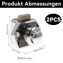 HAFRILY Push Lock Zinc Alloy Push Button Lock, Keyless Cabinet Catch for Furniture Lock Caravan Locks, Drawer, Cabinet Door Locks, Yacht (Pack of 2 Silver)